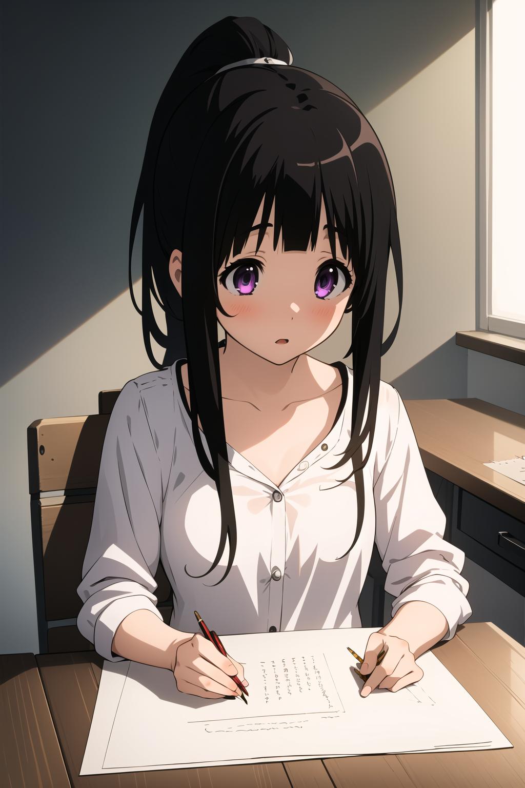 01483-213854712-masterpiece,best quality,extremely detailed 8K wallpaper,1girl,chitanda eru,purple eyes,bangs,ponytail,sitting,writing,desk,penc.png